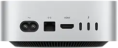 Mac mini, de dos, prise d’alimentation, port Ethernet, port HDMI, trois ports Thunderbolt