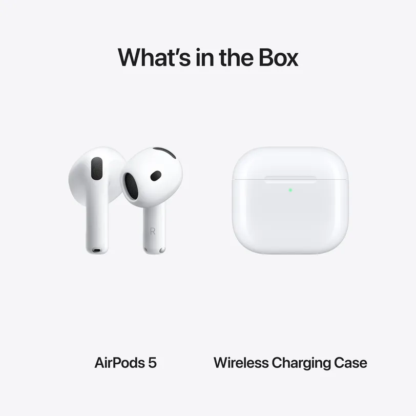 AirPods 5 avec boîtier de charge sans fil
