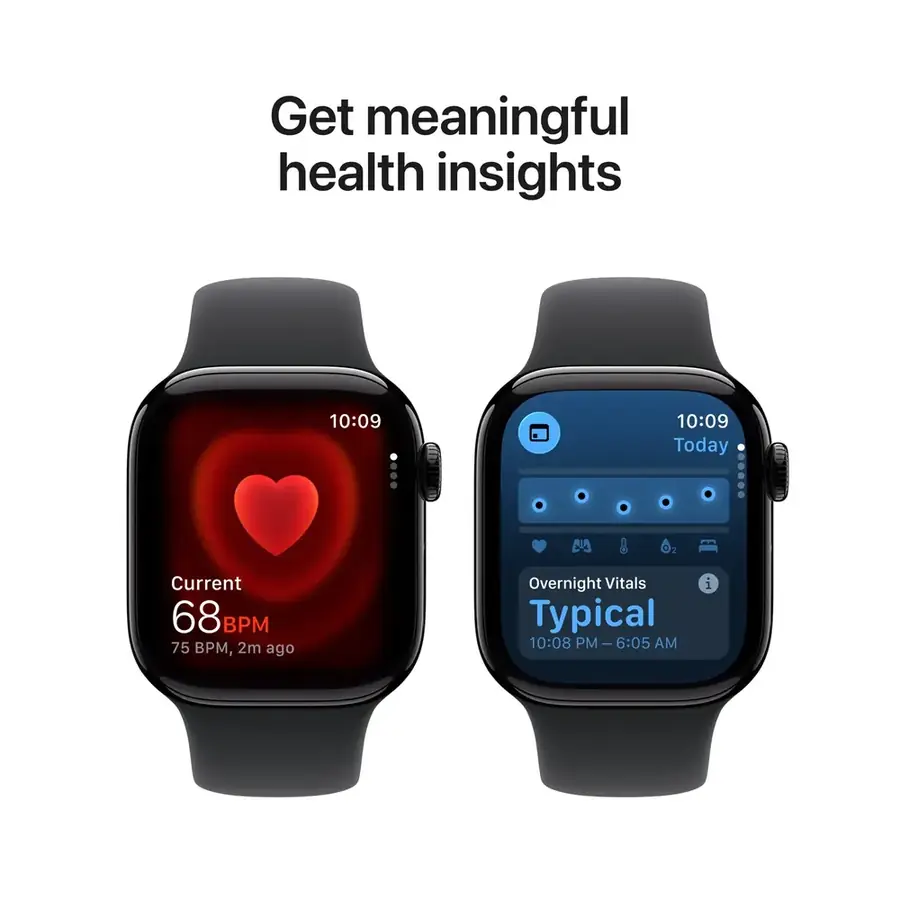Apple Watch Series 11 GPS 42 mm boîtier aluminium Noir jais avec Bracelet Sport Noir — M/L