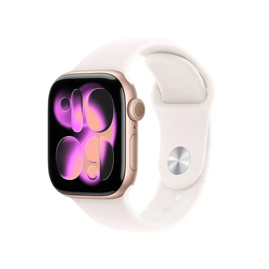 Apple Watch Series 11 GPS 42 mm boîtier aluminium Or rose avec Bracelet Sport Rose pâle — S/M