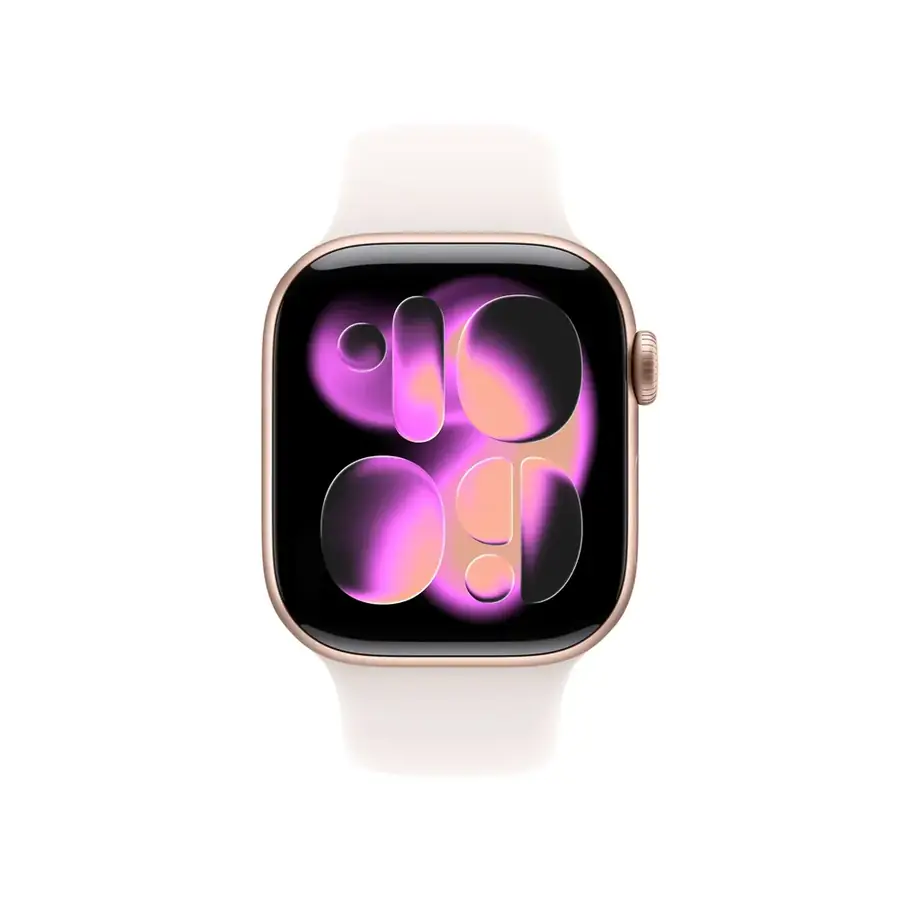 Apple Watch Series 11 GPS 42 mm boîtier aluminium Or rose avec Bracelet Sport Rose pâle — M/L