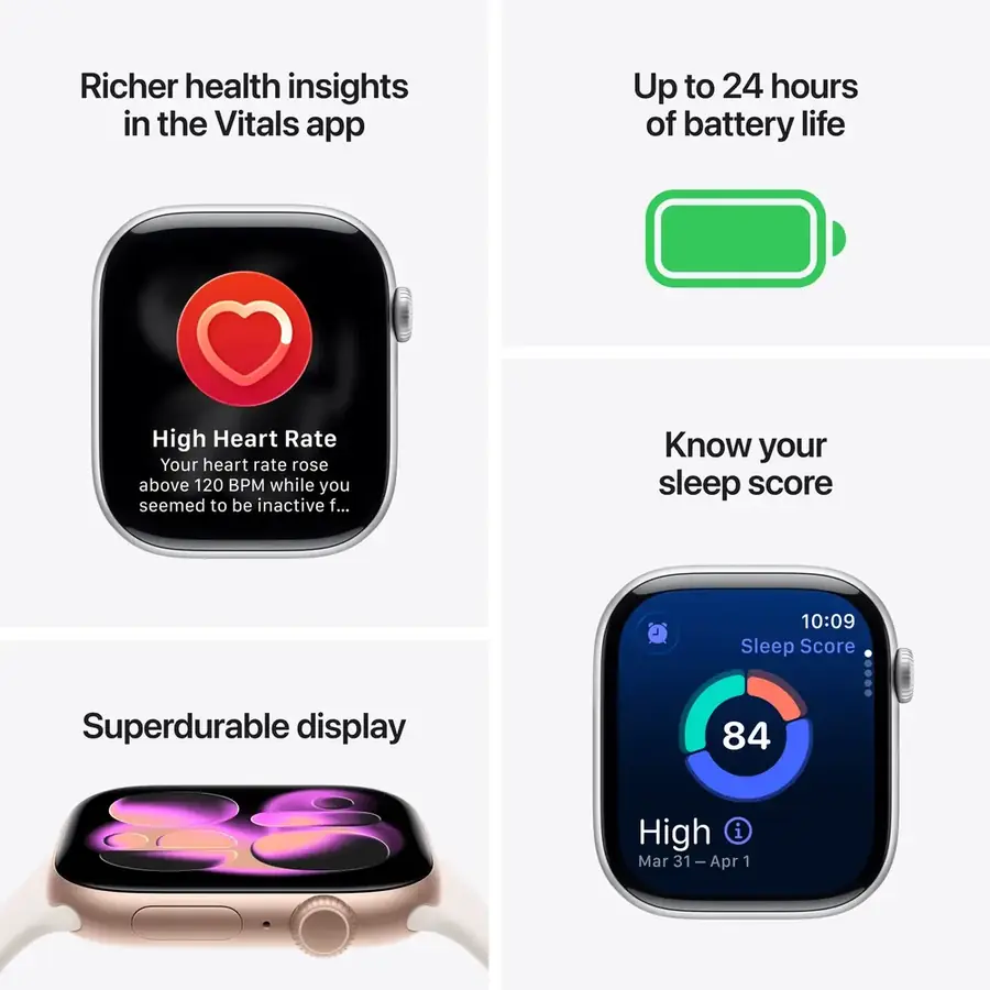 Apple Watch Series 11 GPS 42 mm boîtier aluminium Or rose avec Bracelet Sport Rose pâle — M/L