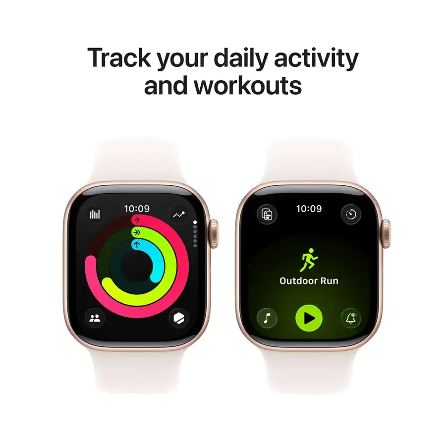 Apple Watch Series 11 GPS 42 mm boîtier aluminium Or rose avec Bracelet Sport Rose pâle — M/L
