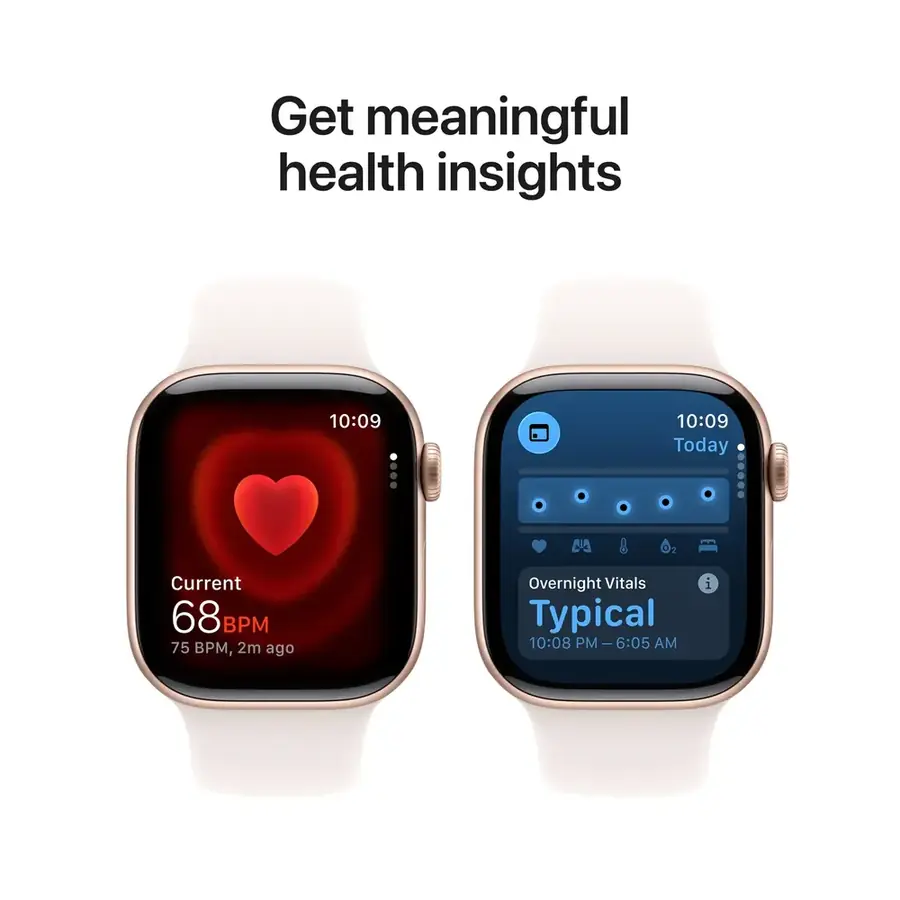 Apple Watch Series 11 GPS 42 mm boîtier aluminium Or rose avec Bracelet Sport Rose pâle — M/L