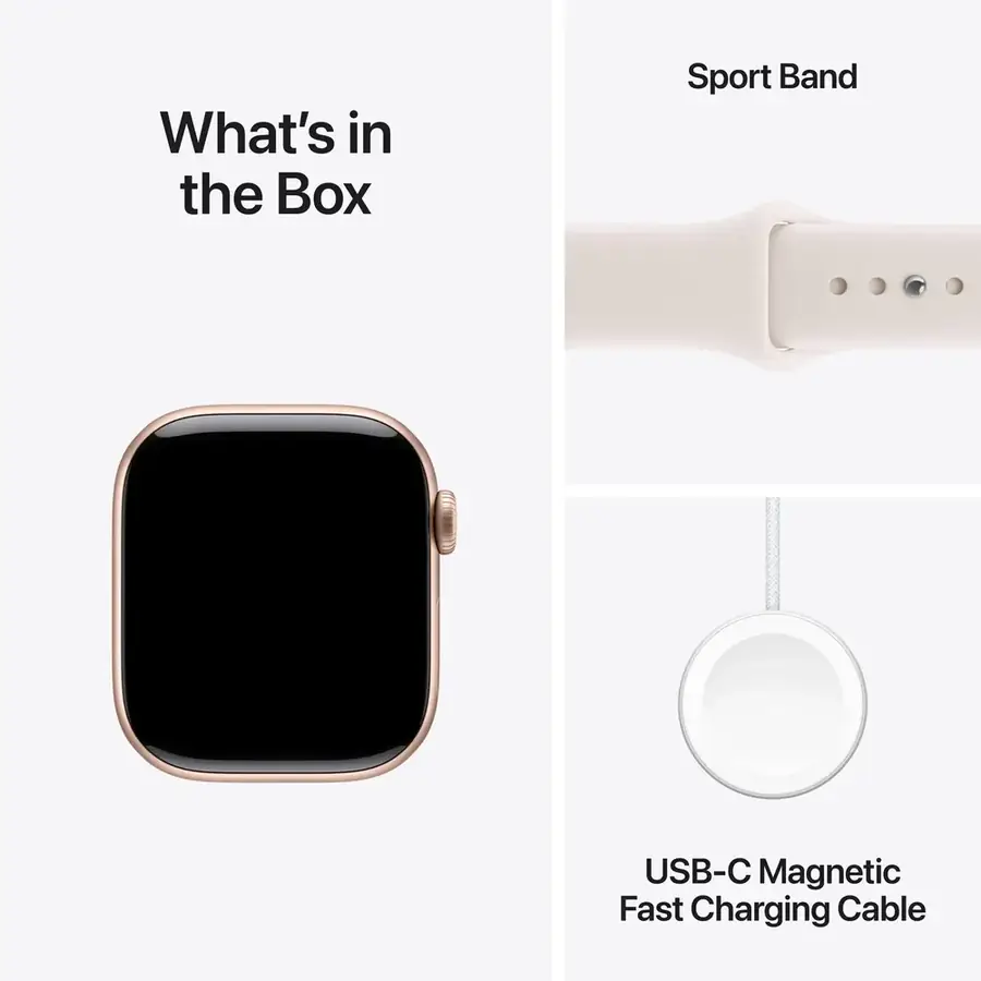 Apple Watch Series 11 GPS 42 mm boîtier aluminium Or rose avec Bracelet Sport Rose pâle — M/L