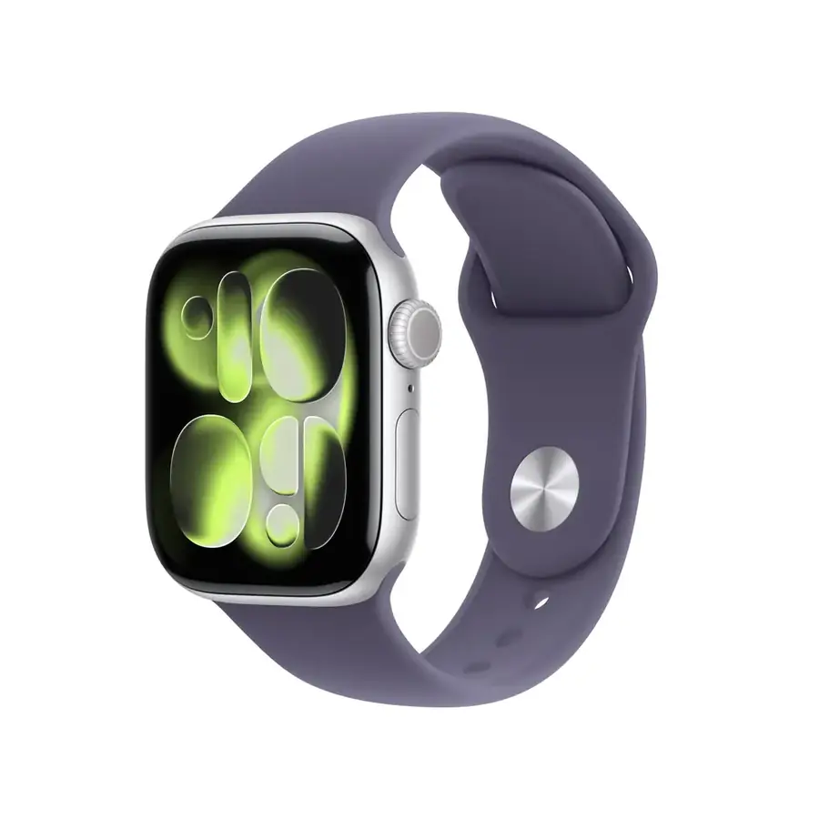 Apple Watch Series 11 GPS 42 mm boîtier aluminium Argent avec Bracelet Sport Brume violette — S/M