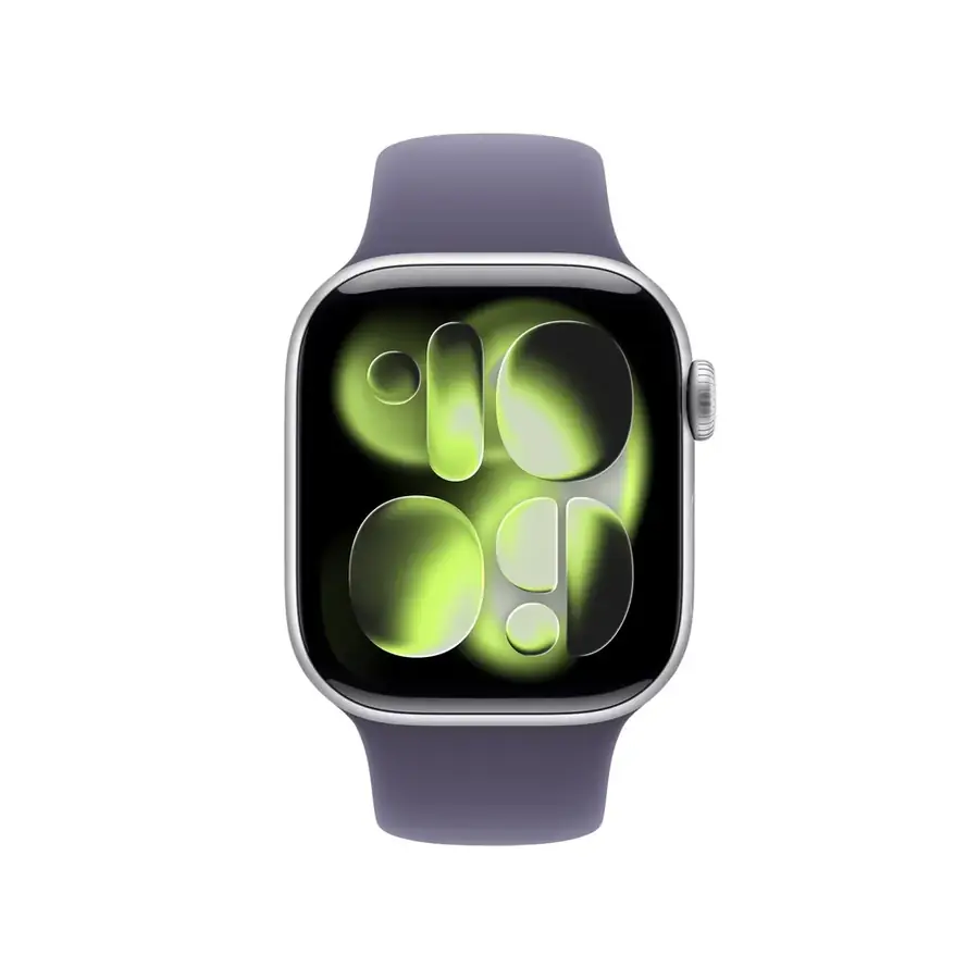 Apple Watch Series 11 GPS 42 mm boîtier aluminium Argent avec Bracelet Sport Brume violette — M/L