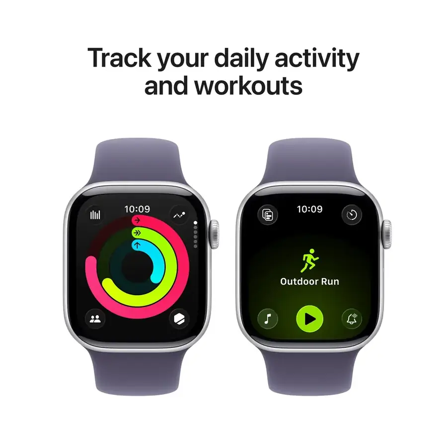 Apple Watch Series 11 GPS 42 mm boîtier aluminium Argent avec Bracelet Sport Brume violette — M/L
