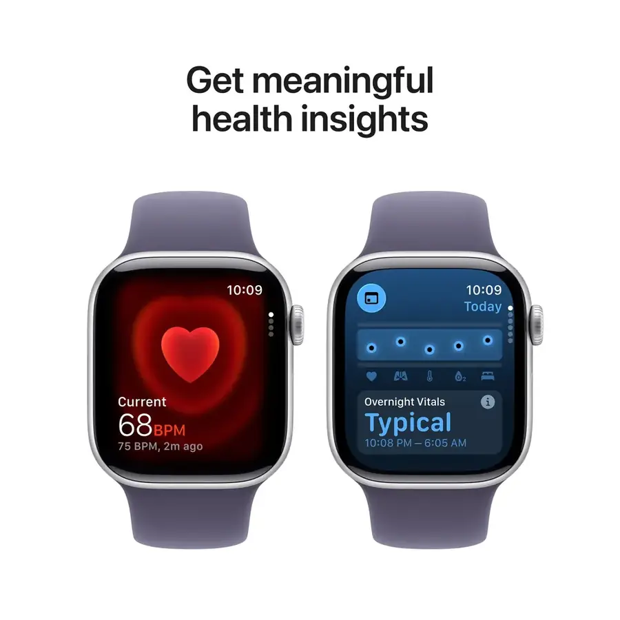 Apple Watch Series 11 GPS 42 mm boîtier aluminium Argent avec Bracelet Sport Brume violette — M/L