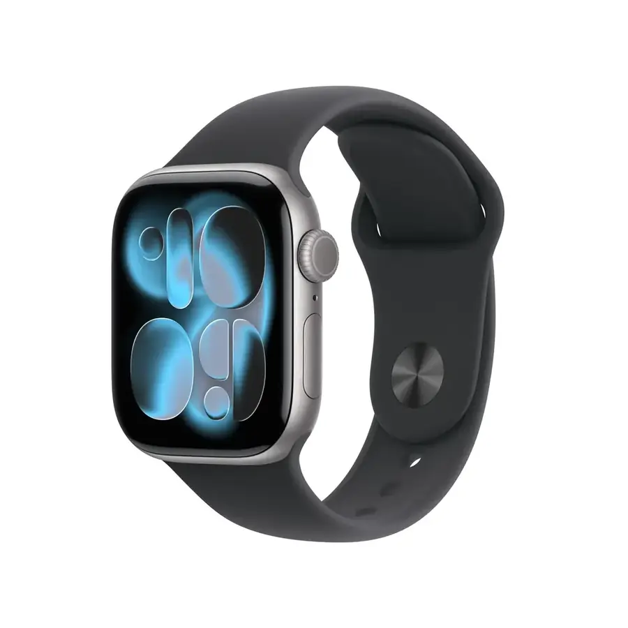 Apple Watch Series 11 GPS 42 mm boîtier aluminium Gris sidéral avec Bracelet Sport Noir — S/M