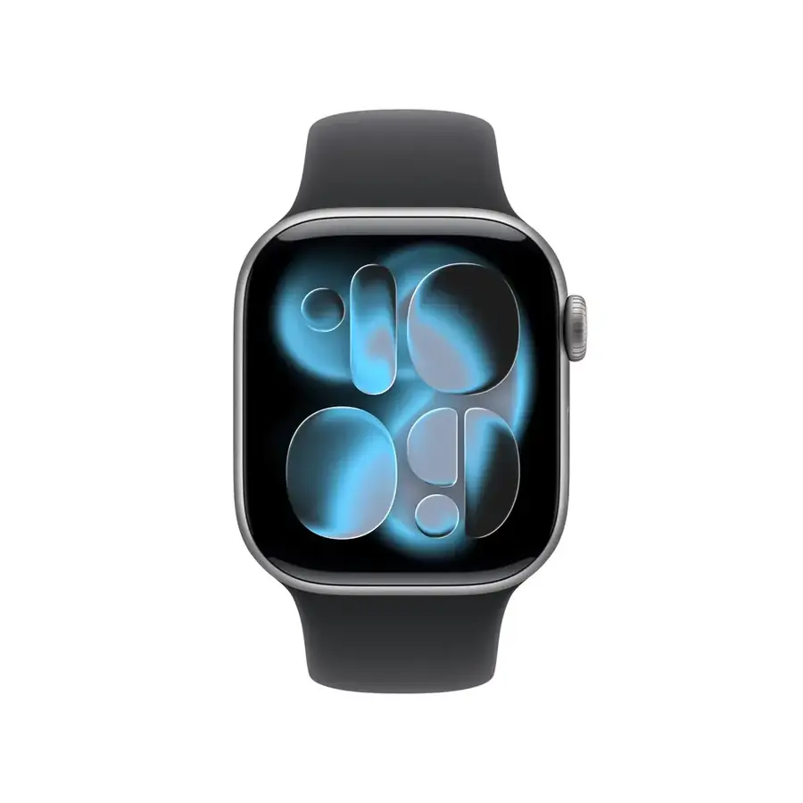 Apple Watch Series 11 GPS 42 mm boîtier aluminium Gris sidéral avec Bracelet Sport Noir — M/L
