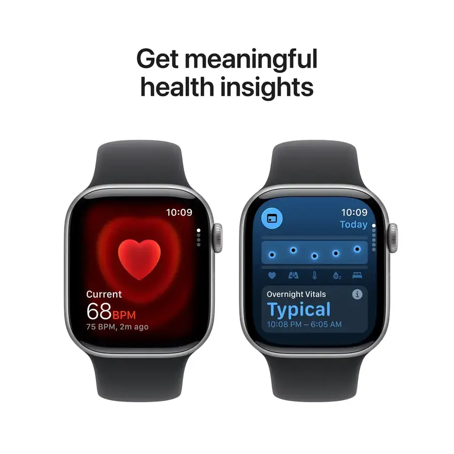 Apple Watch Series 11 GPS 42 mm boîtier aluminium Gris sidéral avec Bracelet Sport Noir — M/L