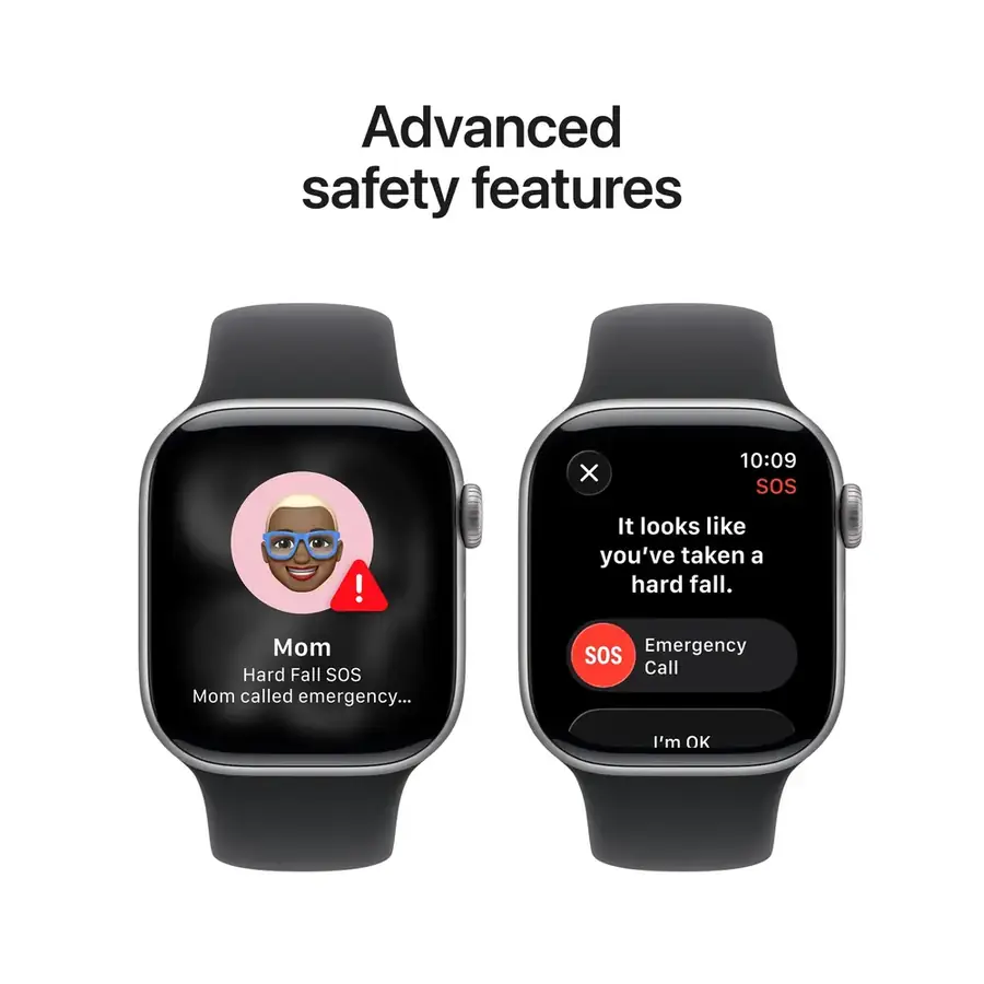 Apple Watch Series 11 GPS 42 mm boîtier aluminium Gris sidéral avec Bracelet Sport Noir — M/L