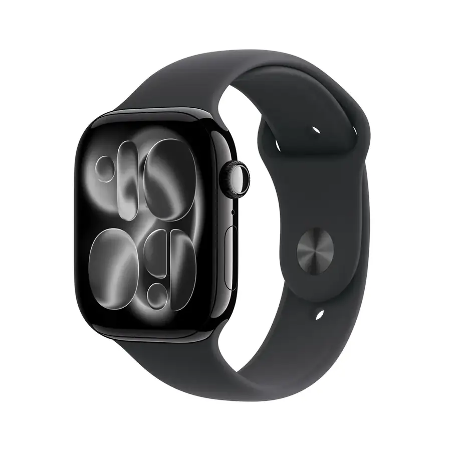 Apple Watch Series 11 GPS 46 mm boîtier aluminium Noir jais avec Bracelet Sport Noir — S/M
