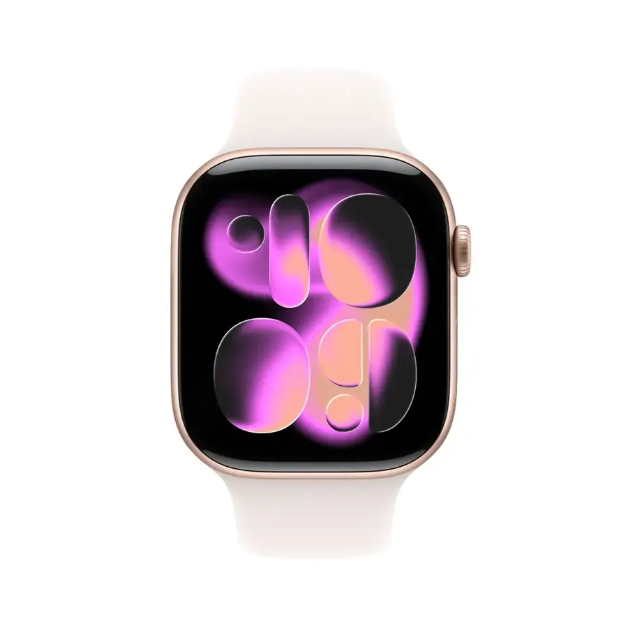 Apple Watch Series 11 GPS 46 mm boîtier aluminium Or rose avec Bracelet Sport Rose pâle — M/L