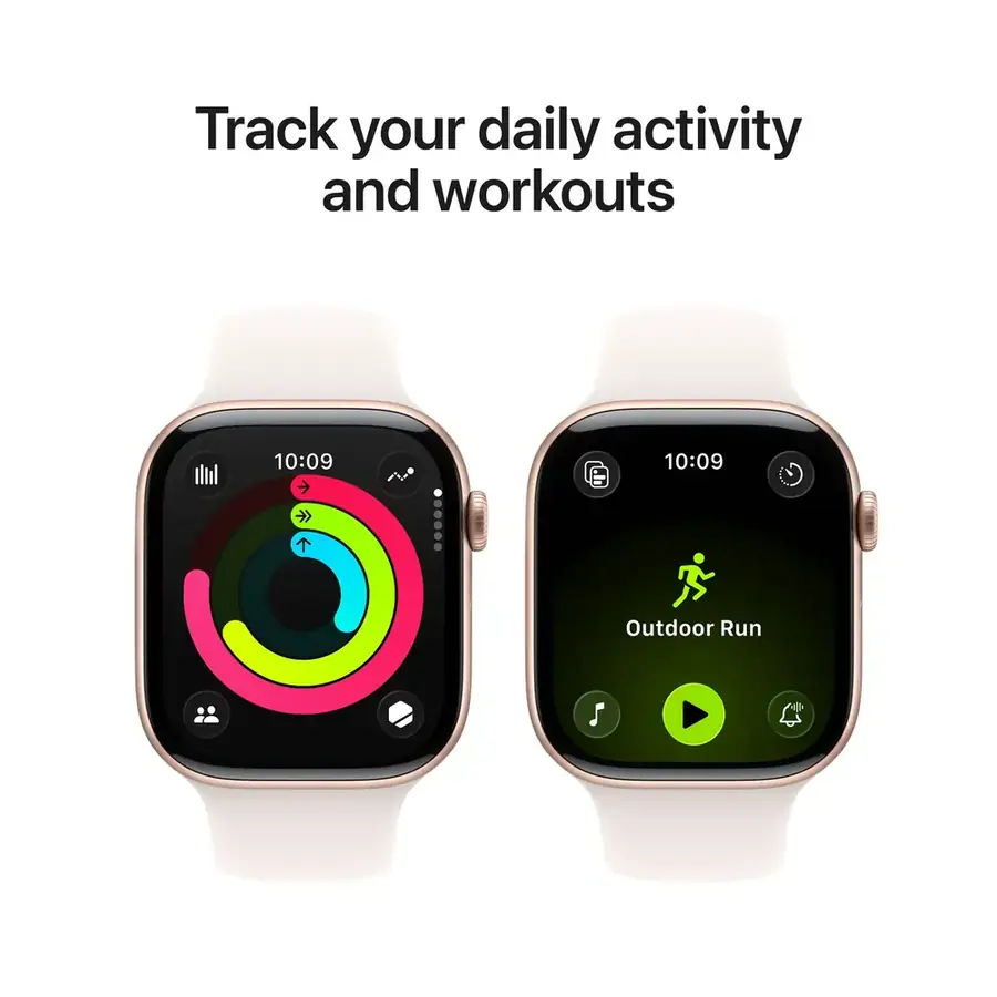 Apple Watch Series 11 GPS 46 mm boîtier aluminium Or rose avec Bracelet Sport Rose pâle — M/L