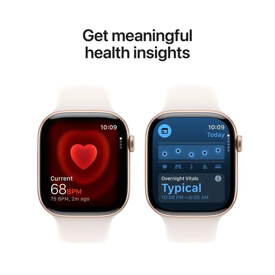 Apple Watch Series 11 GPS 46 mm boîtier aluminium Or rose avec Bracelet Sport Rose pâle — M/L
