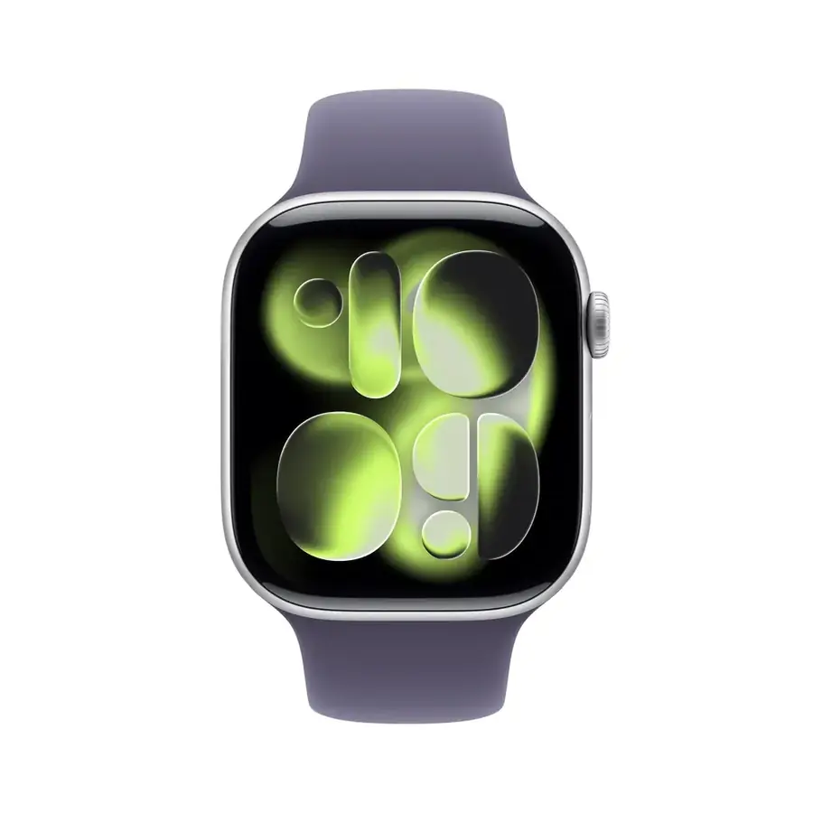 Apple Watch Series 11 GPS 46 mm boîtier aluminium Argent avec Bracelet Sport Brume violette — M/L