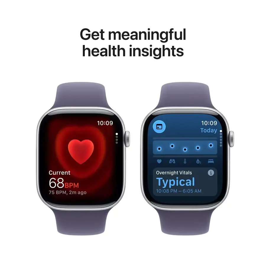 Apple Watch Series 11 GPS 46 mm boîtier aluminium Argent avec Bracelet Sport Brume violette — M/L