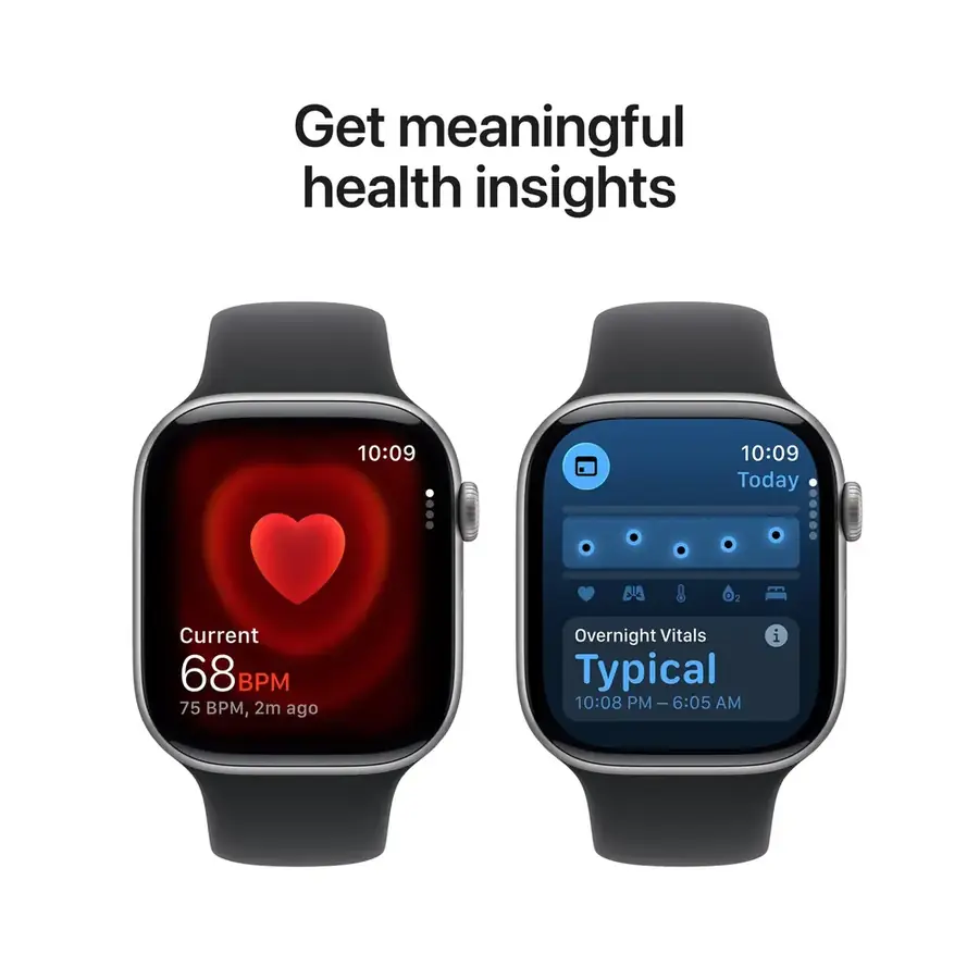 Apple Watch Series 11 GPS 46 mm boîtier aluminium Gris sidéral avec Bracelet Sport Noir — M/L