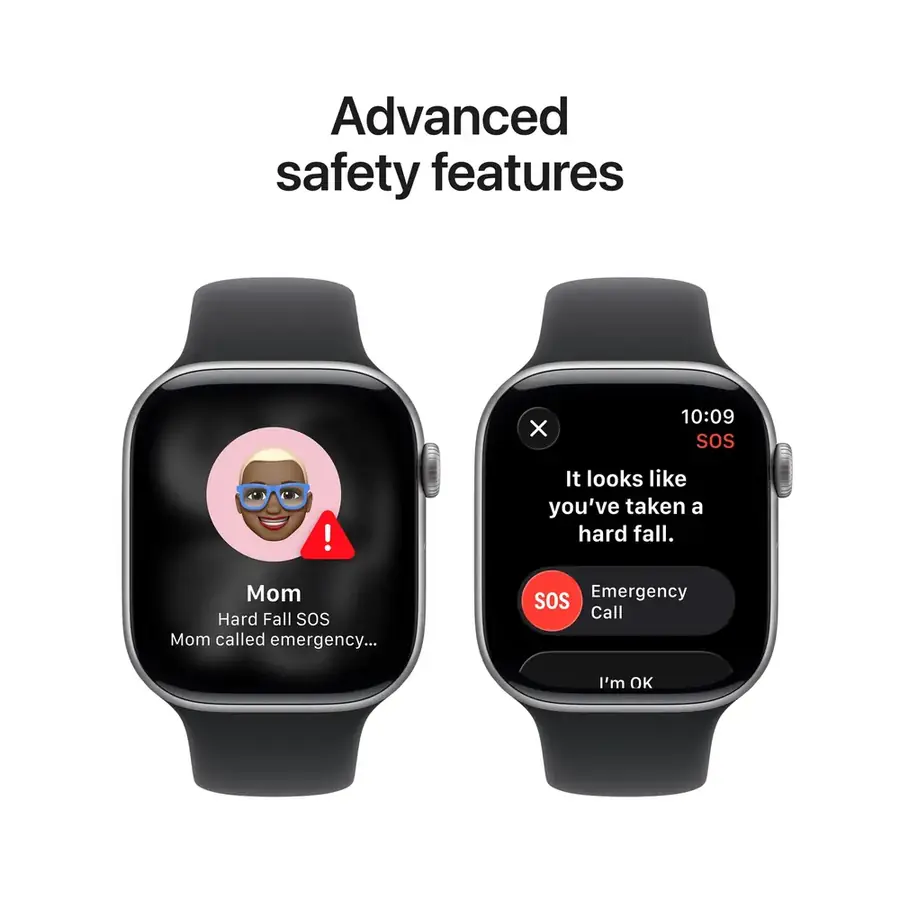 Apple Watch Series 11 GPS 46 mm boîtier aluminium Gris sidéral avec Bracelet Sport Noir — M/L