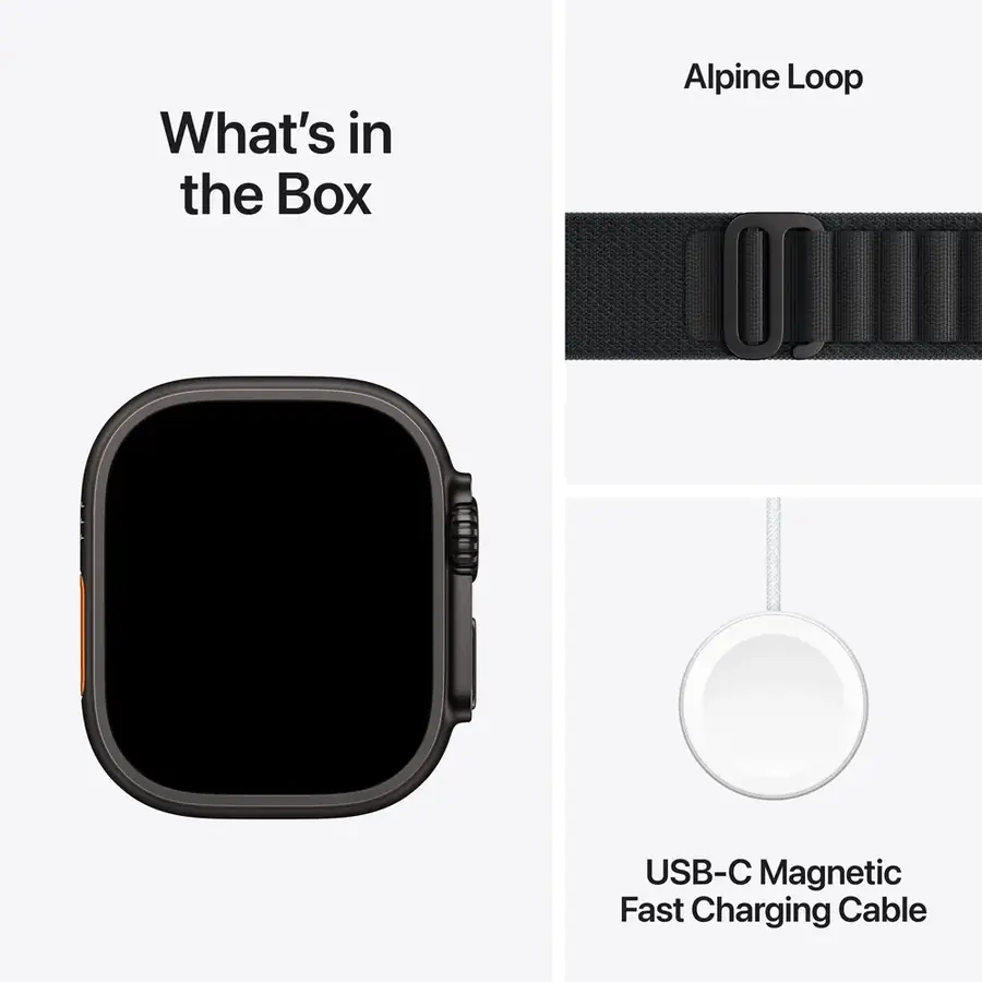 Apple Watch Ultra 3 GPS + Cellular 49 mm boîtier titane Noir avec Boucle Alpine Noir — Large