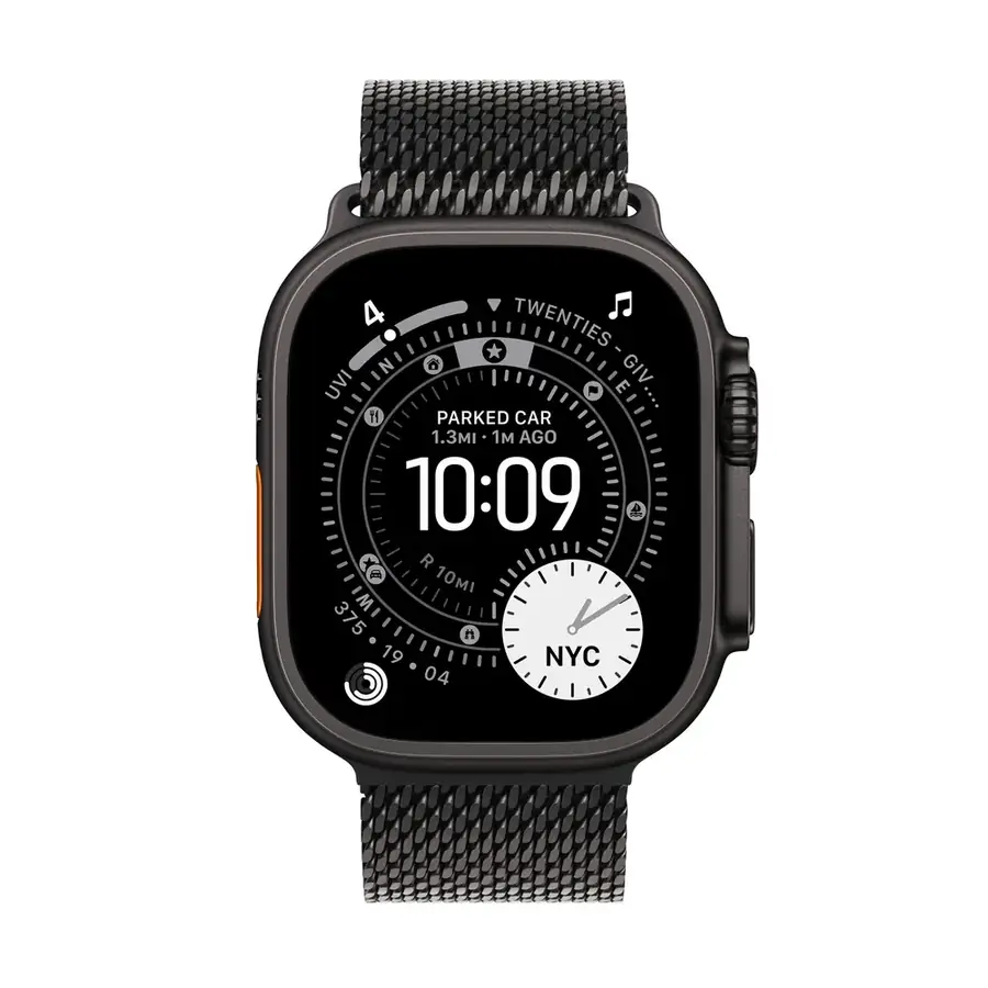 Apple Watch Ultra 3 GPS + Cellular 49 mm boîtier titane Noir avec Boucle milanaise Titane noir — Large