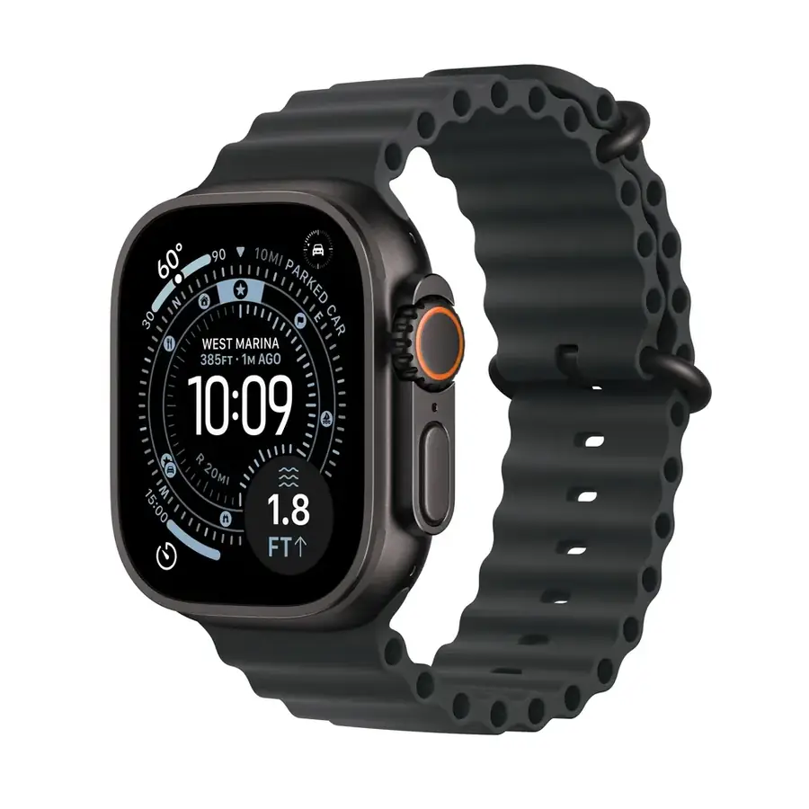 Apple Watch Ultra 3 GPS + Cellular 49 mm boîtier titane Noir avec Bracelet Océan Noir