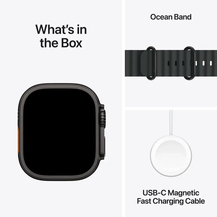 Apple Watch Ultra 3 GPS + Cellular 49 mm boîtier titane Noir avec Bracelet Océan Noir
