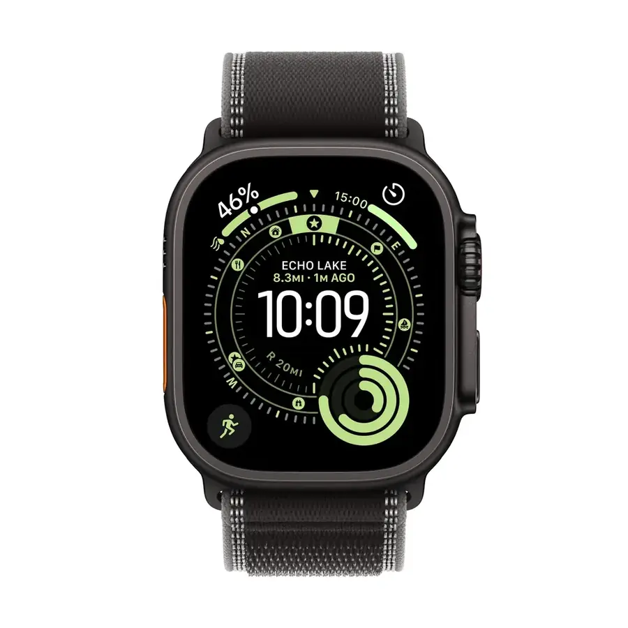 Apple Watch Ultra 3 GPS + Cellular 49 mm boîtier titane Noir avec Boucle Trail Black/Charcoal — M/L