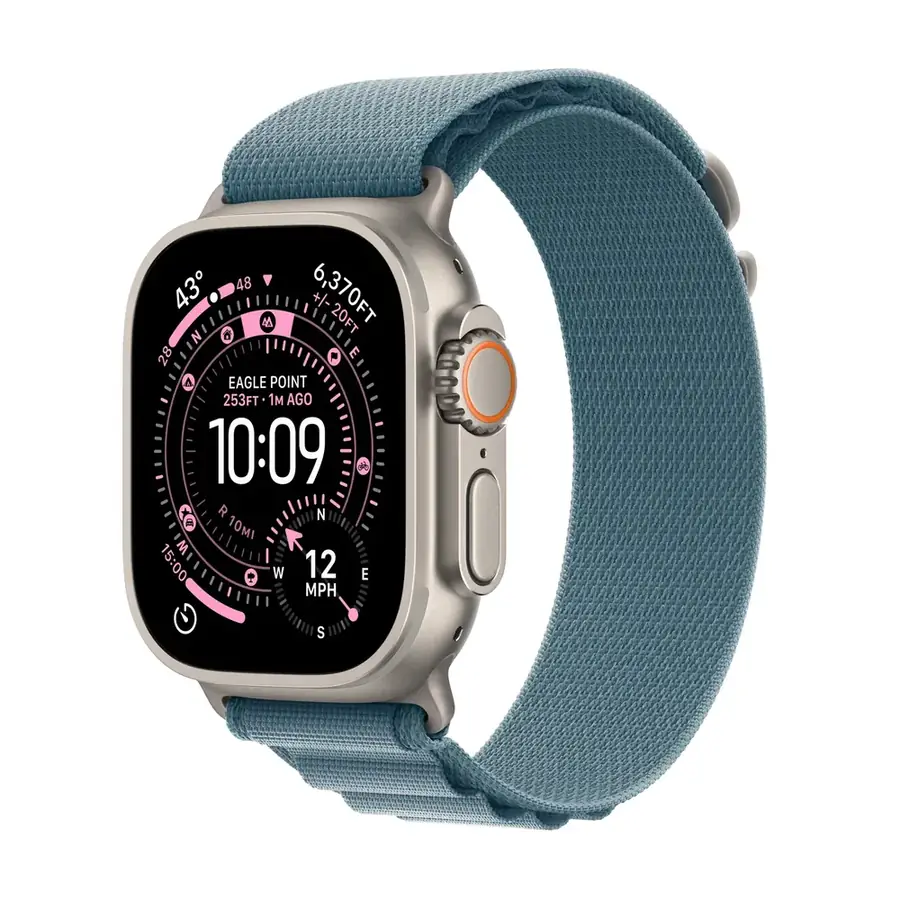 Apple Watch Ultra 3 GPS + Cellular 49 mm boîtier titane Naturel avec Boucle Alpine Bleu clair — Small