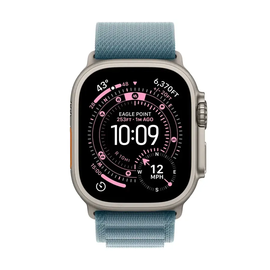 Apple Watch Ultra 3 GPS + Cellular 49 mm boîtier titane Naturel avec Boucle Alpine Bleu clair — Large