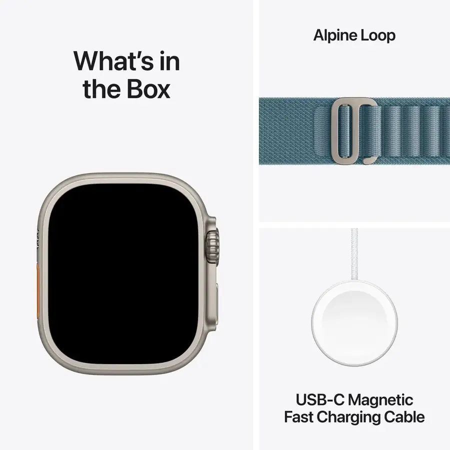 Apple Watch Ultra 3 GPS + Cellular 49 mm boîtier titane Naturel avec Boucle Alpine Bleu clair — Large