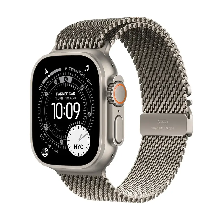 Apple Watch Ultra 3 GPS + Cellular 49 mm boîtier titane Naturel avec Boucle milanaise Titane naturel — Small