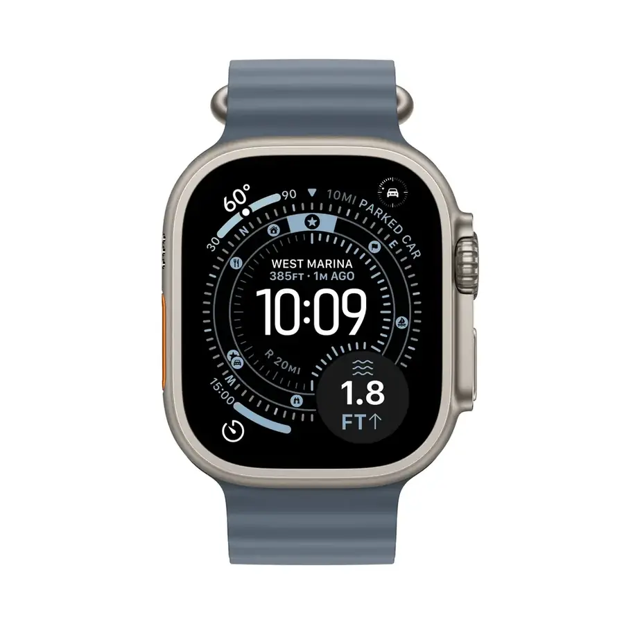 Apple Watch Ultra 3 GPS + Cellular 49 mm boîtier titane Naturel avec Bracelet Océan Bleu ancre