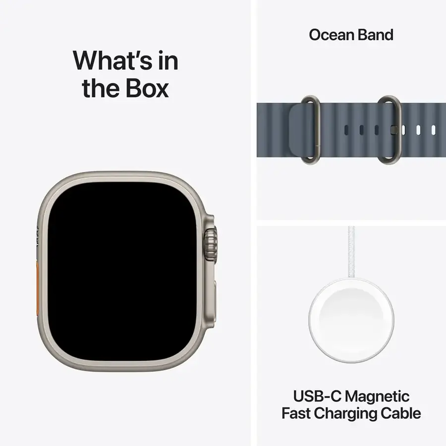 Apple Watch Ultra 3 GPS + Cellular 49 mm boîtier titane Naturel avec Bracelet Océan Bleu ancre