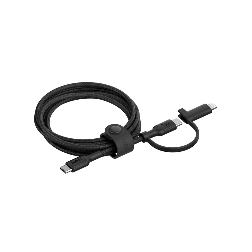 Belkin câble BoostCharge 2-en-1 USB-C tressé + adaptateur Lightning 1,5 m