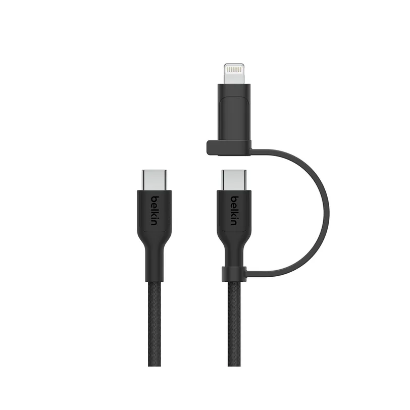 Belkin câble BoostCharge 2-en-1 USB-C tressé + adaptateur Lightning 1,5 m