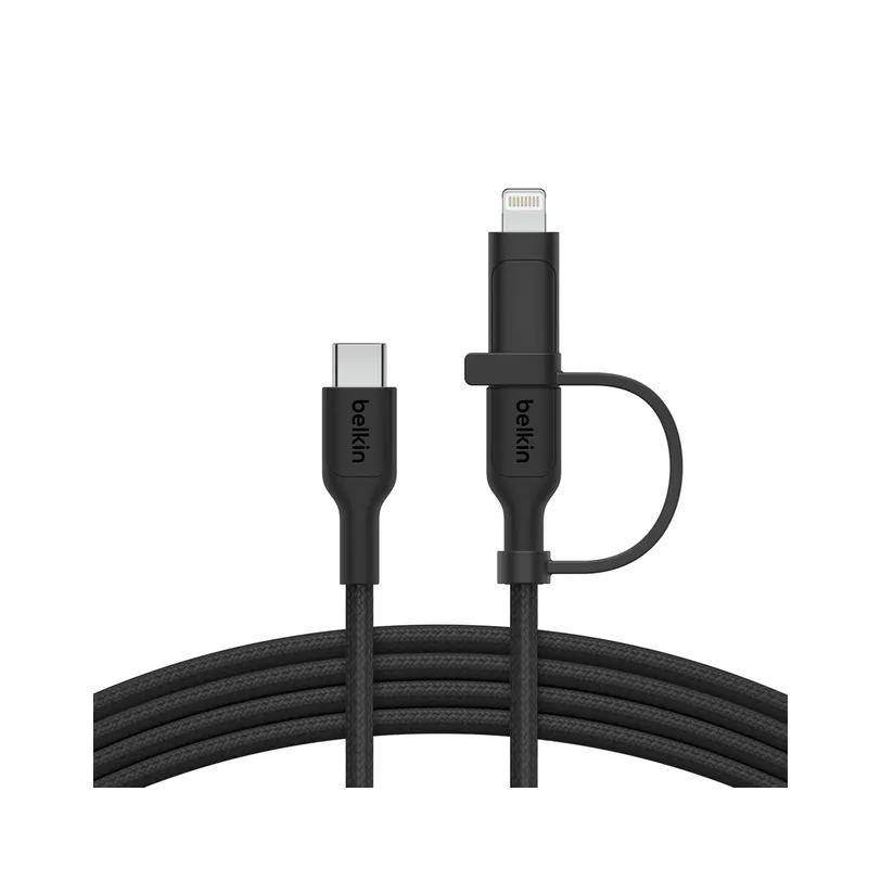 Belkin câble BoostCharge 2-en-1 USB-C tressé + adaptateur Lightning 1,5 m