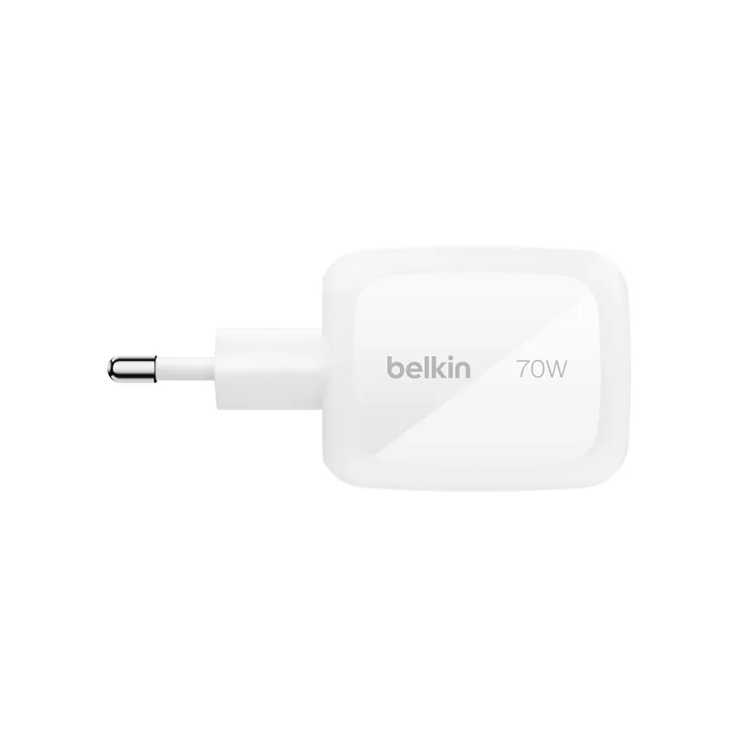 Belkin chargeur mural GaN 70 W 3 ports, embouts interchangeables — Blanc