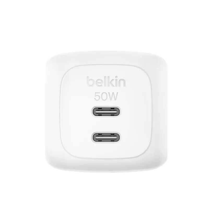 Belkin chargeur mural GaN double USB 50 W PPS — Blanc
