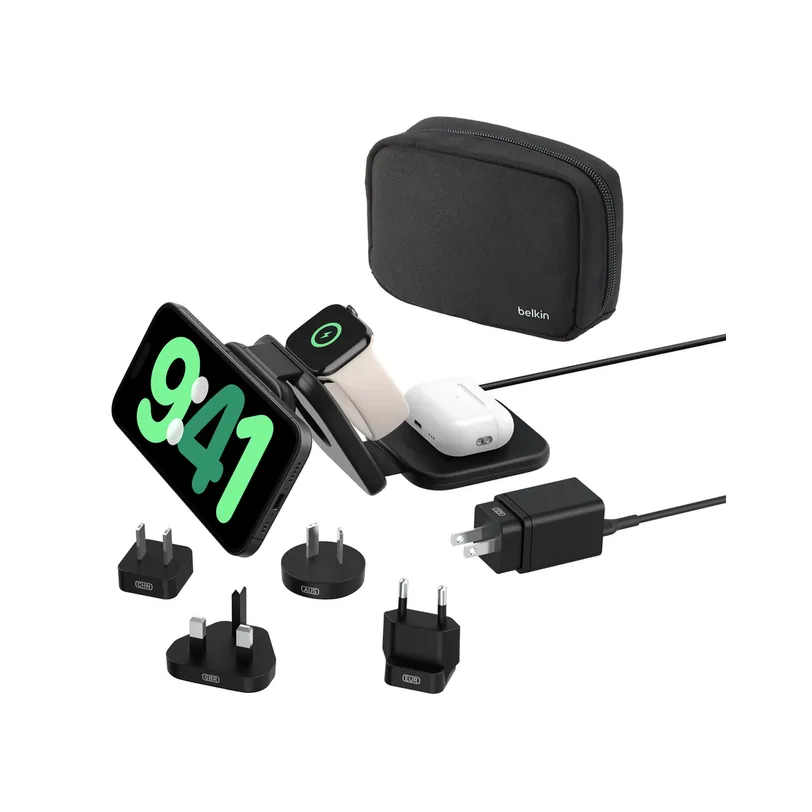 Belkin station de charge voyage BoostCharge 3-en-1 Qi2 Magnétique 15 W