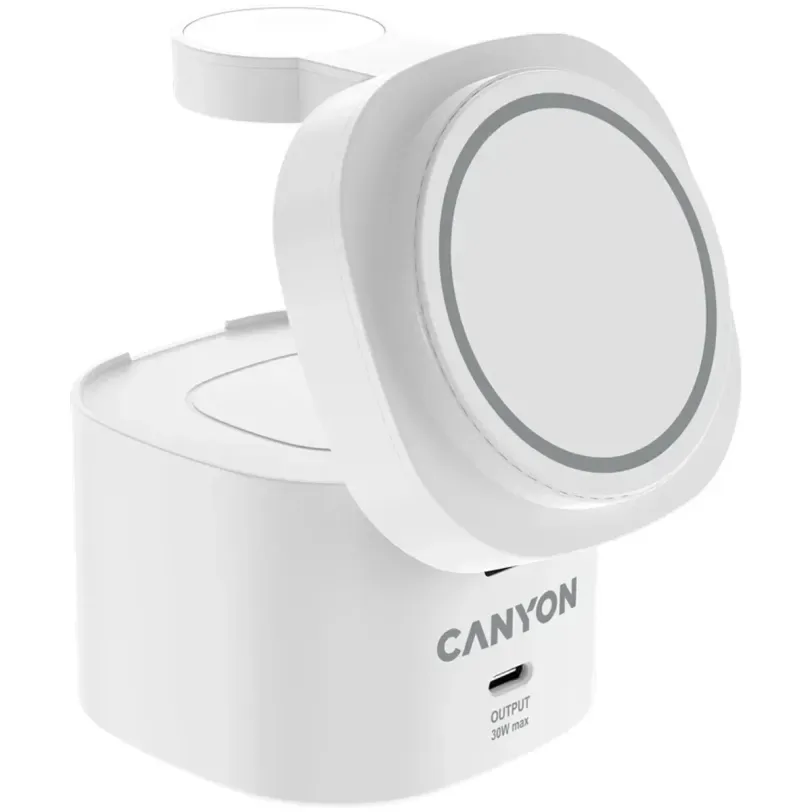 Station de charge Canyon OnCharge 405 4-en-1 Qi2 — Blanc — vue 3
