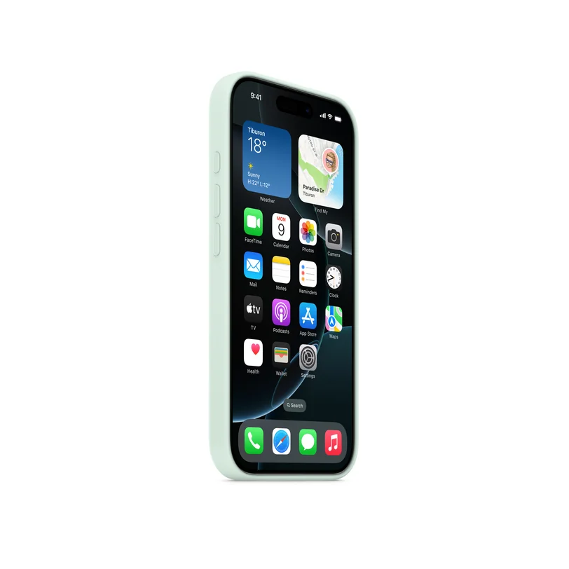 iPhone 16 Pro coque silicone MagSafe — Aigue-marine