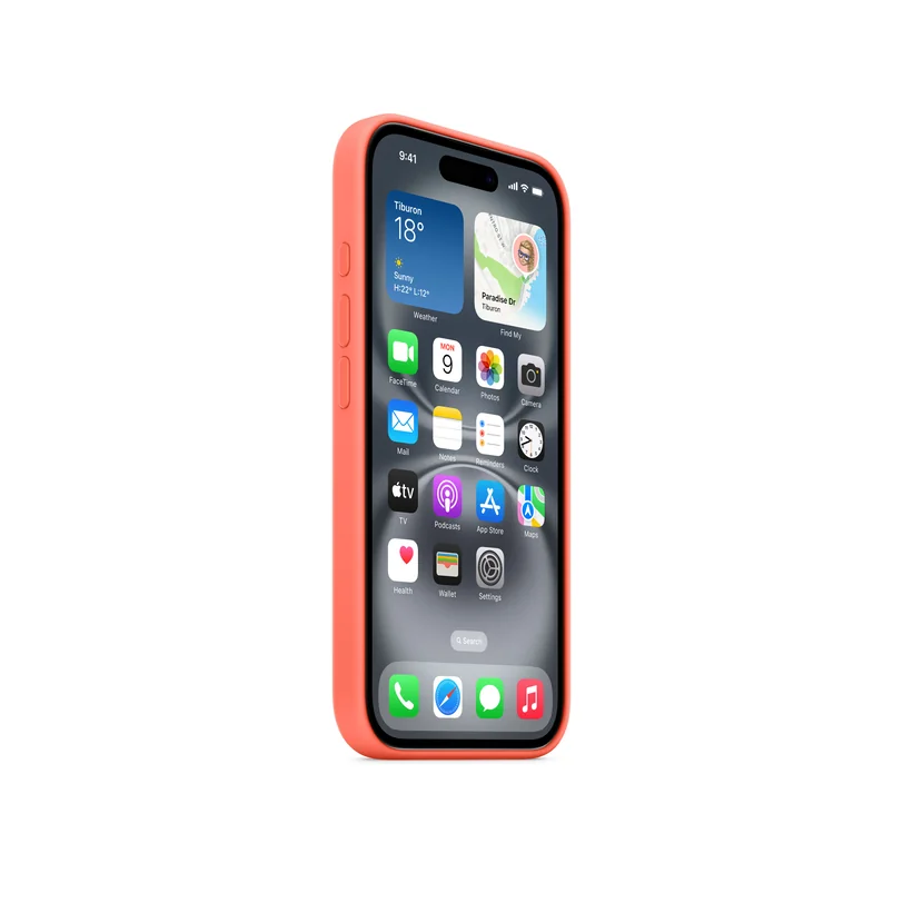 iPhone 16 coque silicone MagSafe — Mandarine