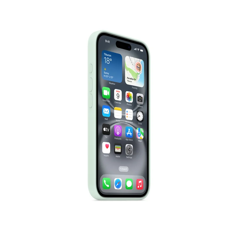iPhone 16 coque silicone MagSafe — Aigue-marine