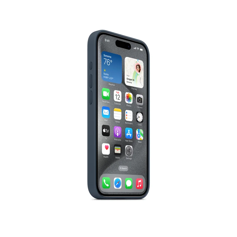 iPhone 15 Pro coque silicone MagSafe — Bleu tempête