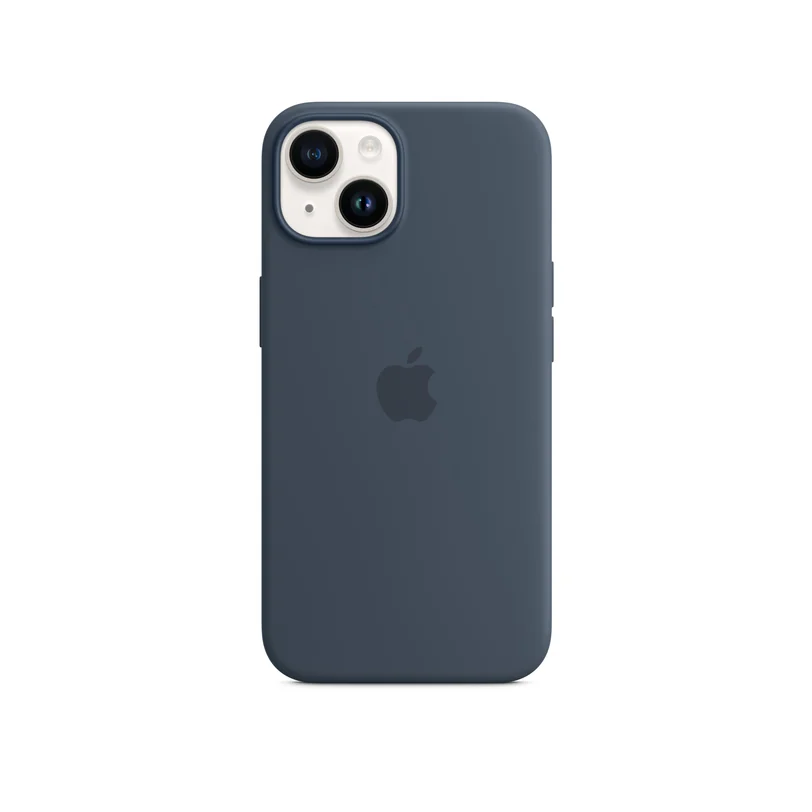 iPhone 14 coque silicone MagSafe — Bleu tempête