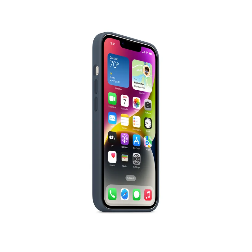 iPhone 14 coque silicone MagSafe — Bleu tempête