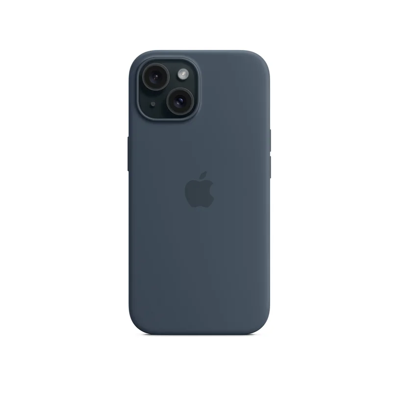 iPhone 15 coque silicone MagSafe — Bleu tempête